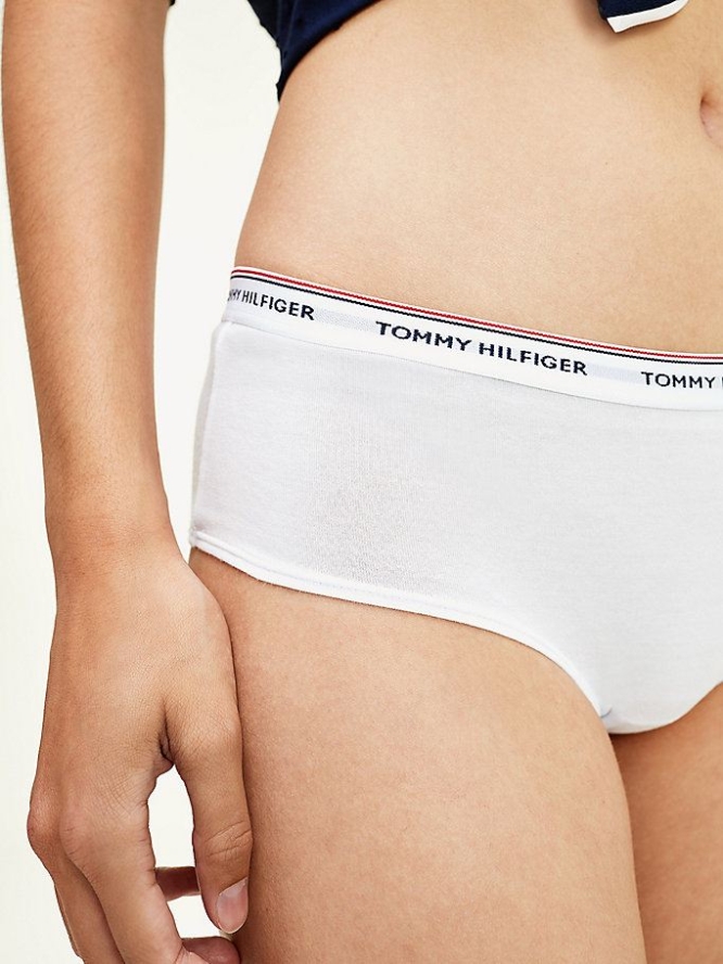 Tommy Hilfiger Logo Taille Bikini Briefs Unterwäsche Damen Weiß Weiß | AT723QSYO