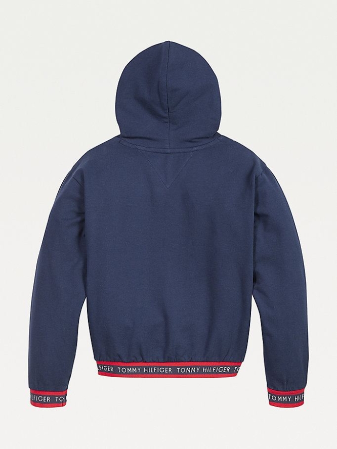 Tommy Hilfiger Logo Tape Hoodie Kinder Hellnavy | AT369JTSK