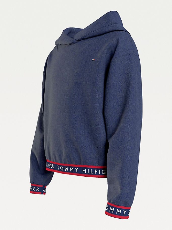 Tommy Hilfiger Logo Tape Hoodie Kinder Hellnavy | AT369JTSK