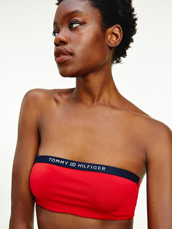 Tommy Hilfiger Logo Underwired Bandeau Bademode Damen Rot | AT487JCPM