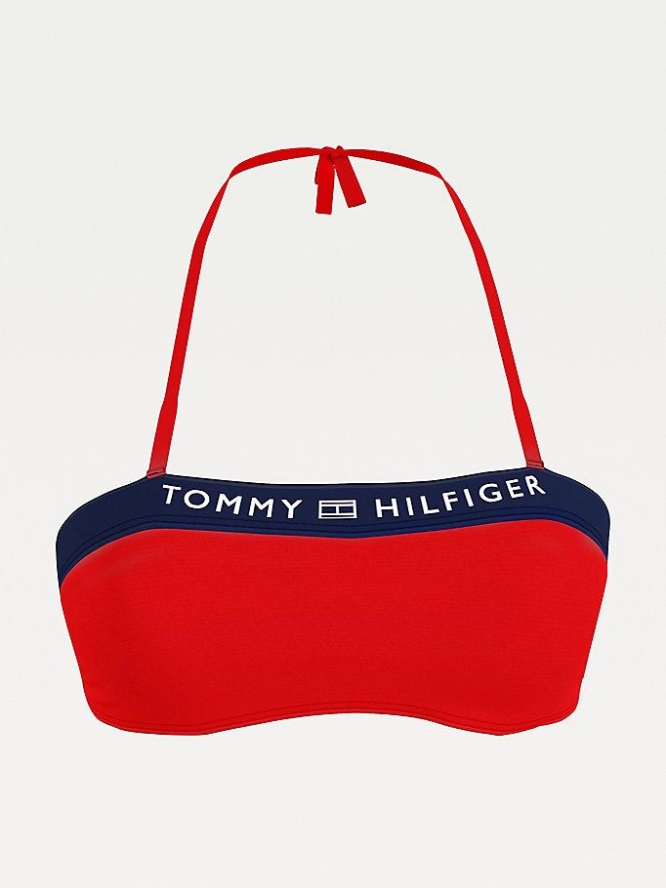 Tommy Hilfiger Logo Underwired Bandeau Bademode Damen Rot | AT487JCPM