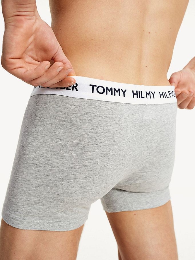 Tommy Hilfiger Logo Waistband Baumwoll Blend Trunks Unterwäsche Herren Hellgrau | AT263NRHZ