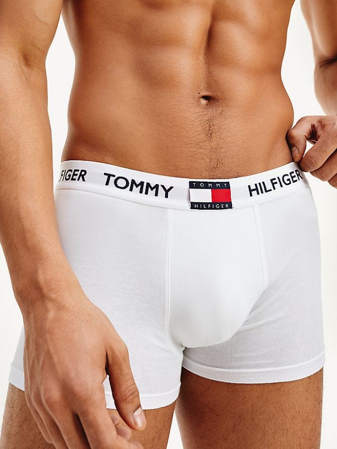 Tommy Hilfiger Logo Waistband Baumwoll Blend Trunks Unterwäsche Herren Weiß | AT649WEJI