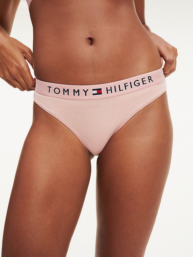 Tommy Hilfiger Logo Waistband Stretch Baumwoll Briefs Unterwäsche Damen Rosa Braun | AT059EHVS