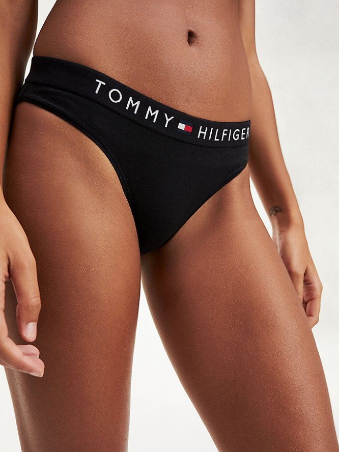 Tommy Hilfiger Logo Waistband Stretch Baumwoll Briefs Unterwäsche Damen Schwarz | AT670AEQS