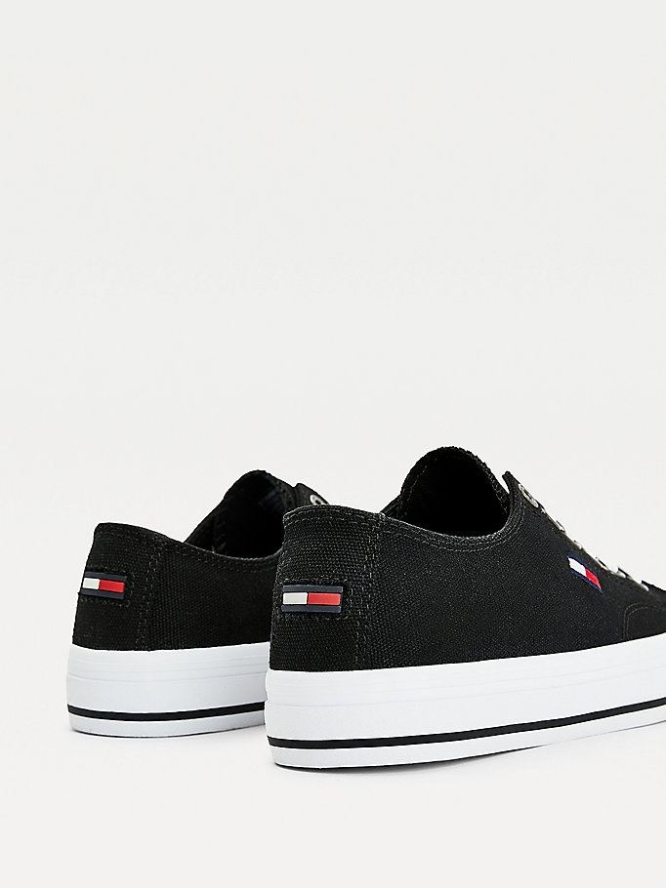 Tommy Hilfiger Low-Top Flag Sneakers Damen Schwarz | AT601KPLR