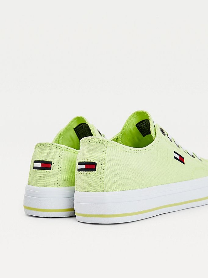 Tommy Hilfiger Low-Top Flag Sneakers Damen Hellgrün | AT925FVTM