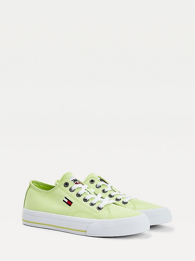 Tommy Hilfiger Low-Top Flag Sneakers Damen Hellgrün | AT925FVTM