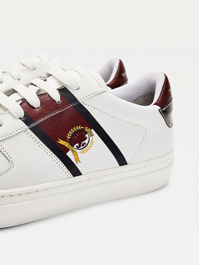 Tommy Hilfiger Low-Top Leder Cupsole Sneakers Herren Weiß | AT784XCUO