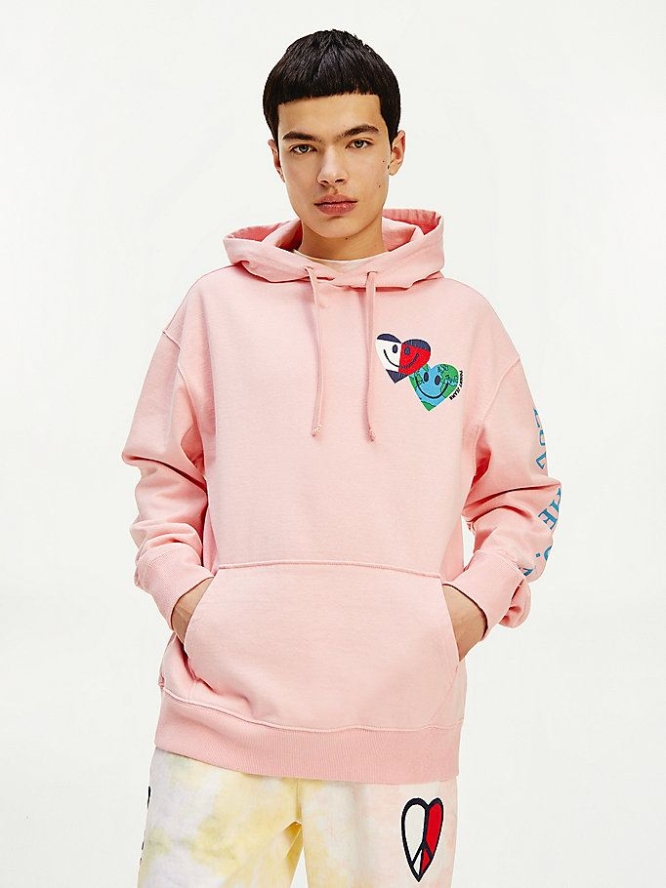 Tommy Hilfiger Luv The World Hearts Hoodie Damen Rosa | AT018JQFO