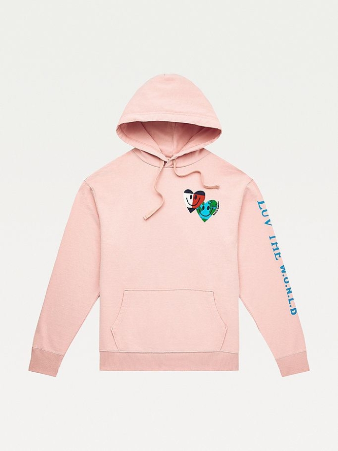 Tommy Hilfiger Luv The World Hearts Hoodie Damen Rosa | AT018JQFO