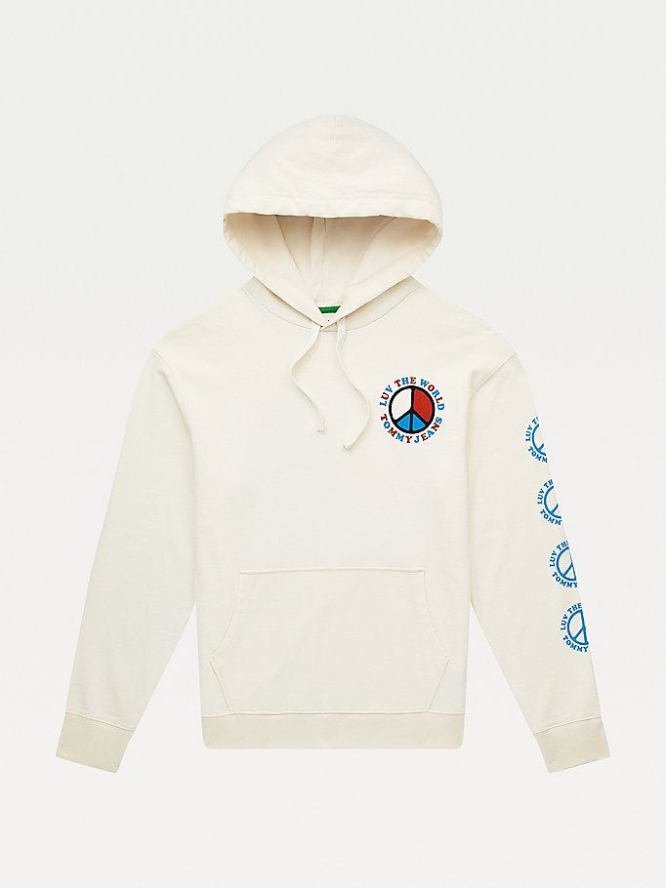 Tommy Hilfiger Luv The World Peace Hoodie Damen Weiß | AT180BGUA