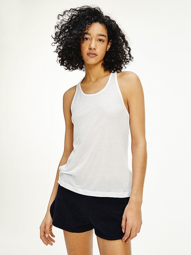 Tommy Hilfiger Lyocell Tank Top Bademode Damen Weiß | AT956GBKX