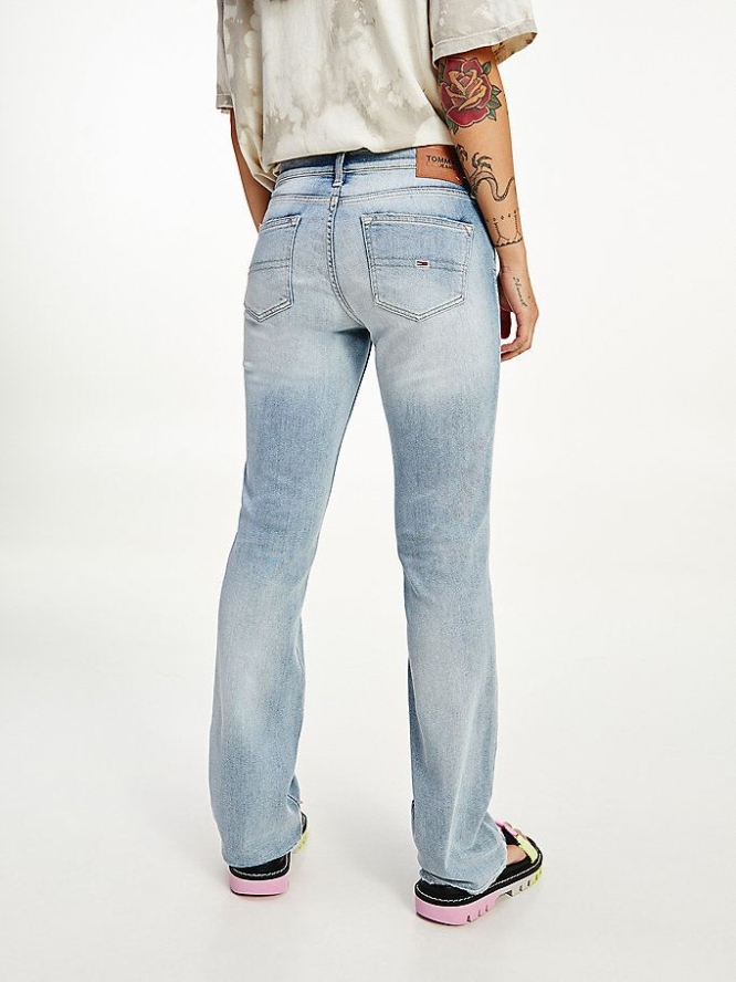 Tommy Hilfiger Maddie Mid Rise Bootcut Faded Jeans Damen Hellblau | AT619COGA