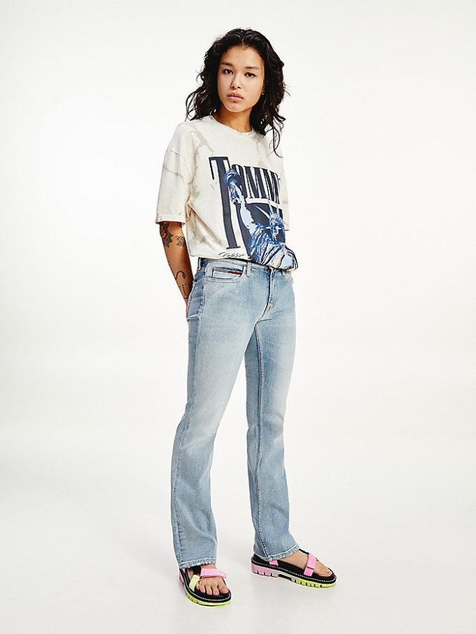 Tommy Hilfiger Maddie Mid Rise Bootcut Faded Jeans Damen Hellblau | AT619COGA