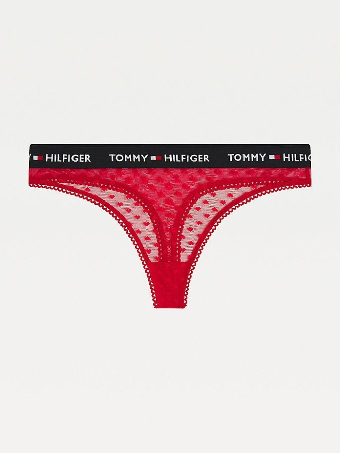 Tommy Hilfiger Mesh Heart Tanga Unterwäsche Damen Rot | AT574SALI