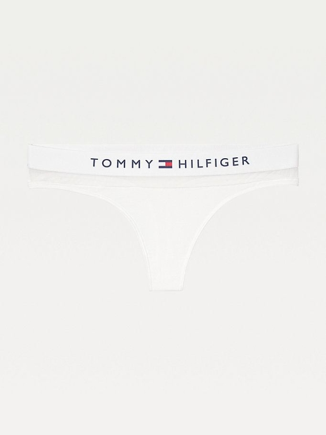 Tommy Hilfiger Mesh Inset Stretch Baumwoll Tanga Unterwäsche Damen Weiß | AT908WUHG