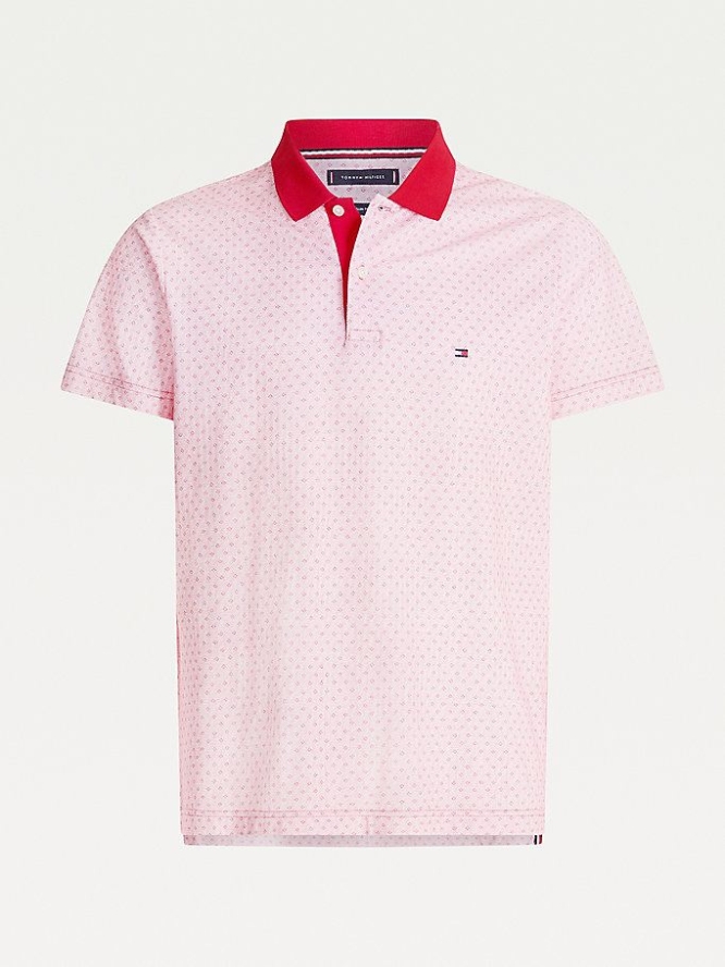 Tommy Hilfiger Micro Print Slim Fit Polo Shirts Herren Rot | AT432QUYJ