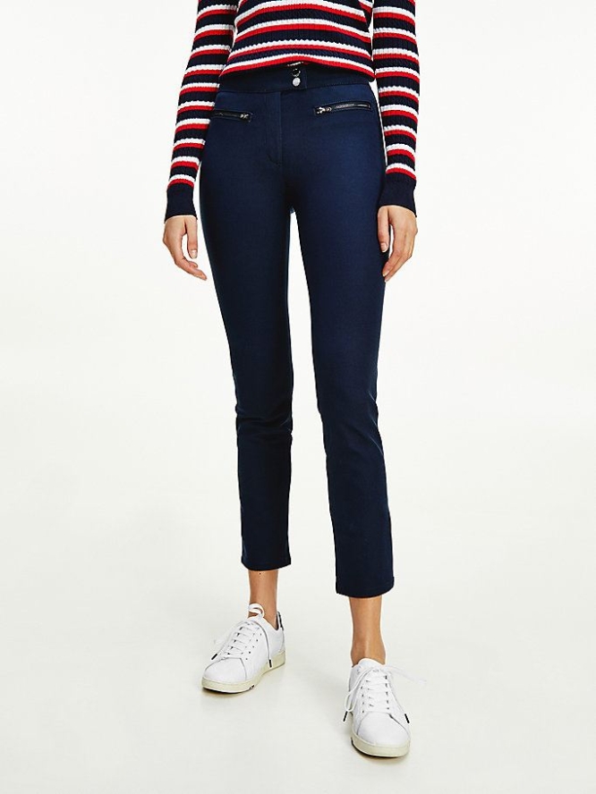 Tommy Hilfiger Mid Rise Slim Ankle Length Leggings Damen Dunkelblau | AT376YPJS