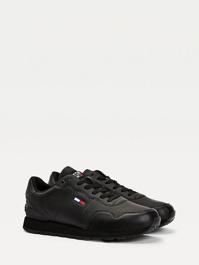 Tommy Hilfiger Mixed Panel Lauf Sneakers Herren Schwarz | AT285SFAH