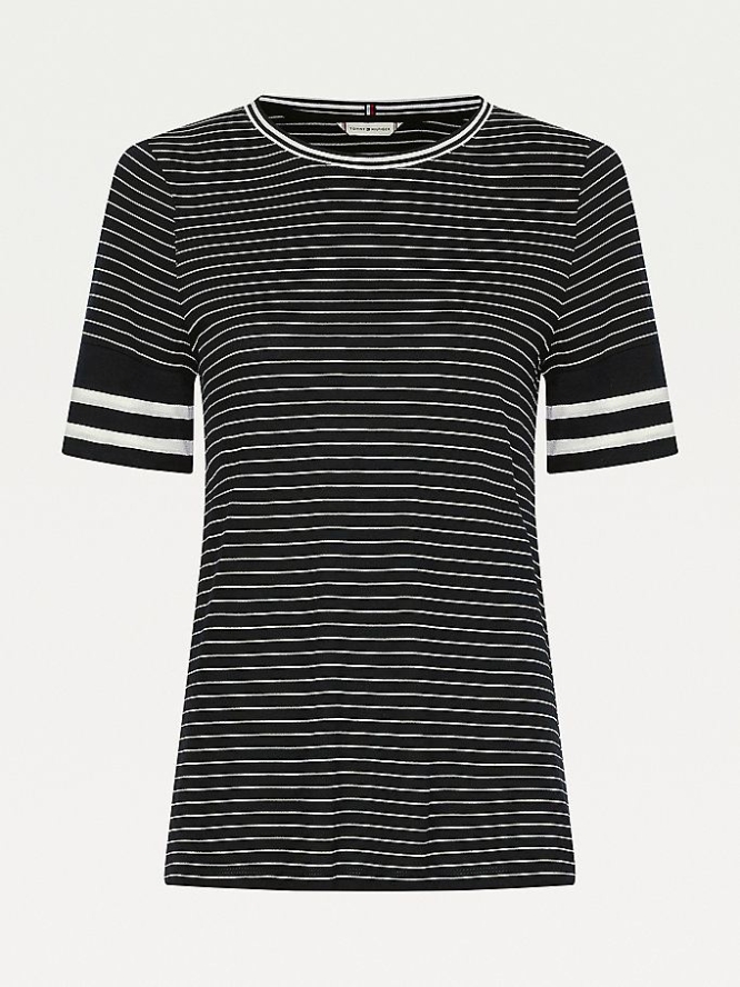 Tommy Hilfiger Mixed Stripe Crew Neck T-shirts Damen Dunkelblau | AT187TLPU