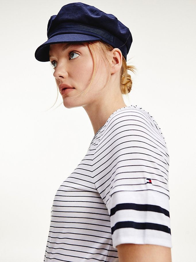 Tommy Hilfiger Mixed Stripe Crew Neck T-shirts Damen Weiß | AT542PLGJ