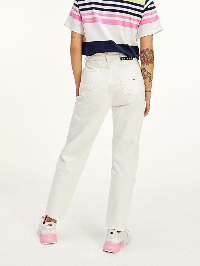 Tommy Hilfiger Mom High Rise Tapered Jeans Damen Weiß | AT256AOMR