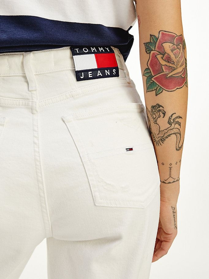 Tommy Hilfiger Mom High Rise Tapered Jeans Damen Weiß | AT256AOMR