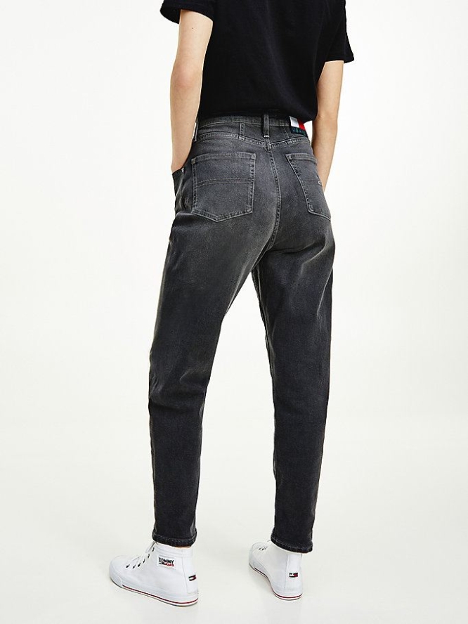 Tommy Hilfiger Mom High Rise Tapered Kompfort Recycled Jeans Damen Schwarz | AT192ZEXW