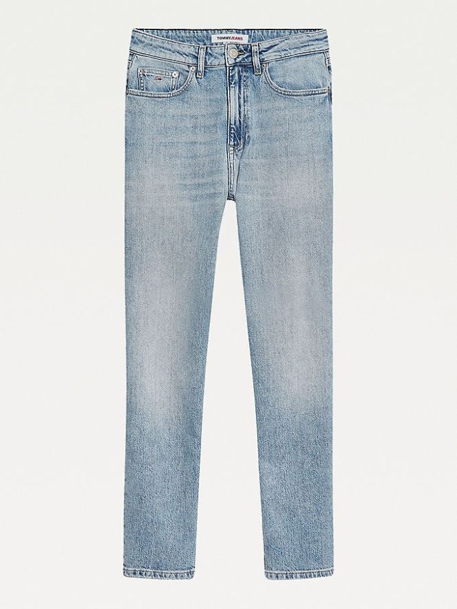 Tommy Hilfiger Mom Ultra High Rise Tapered Jeans Damen Blau | AT572RGPZ