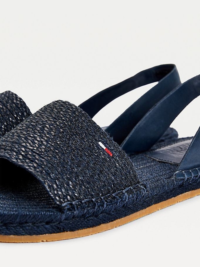 Tommy Hilfiger Monochrome Linen Espadrilles Flache Sandalen Damen Hellnavy | AT960MDNC