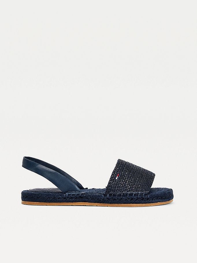 Tommy Hilfiger Monochrome Linen Espadrilles Flache Sandalen Damen Hellnavy | AT960MDNC