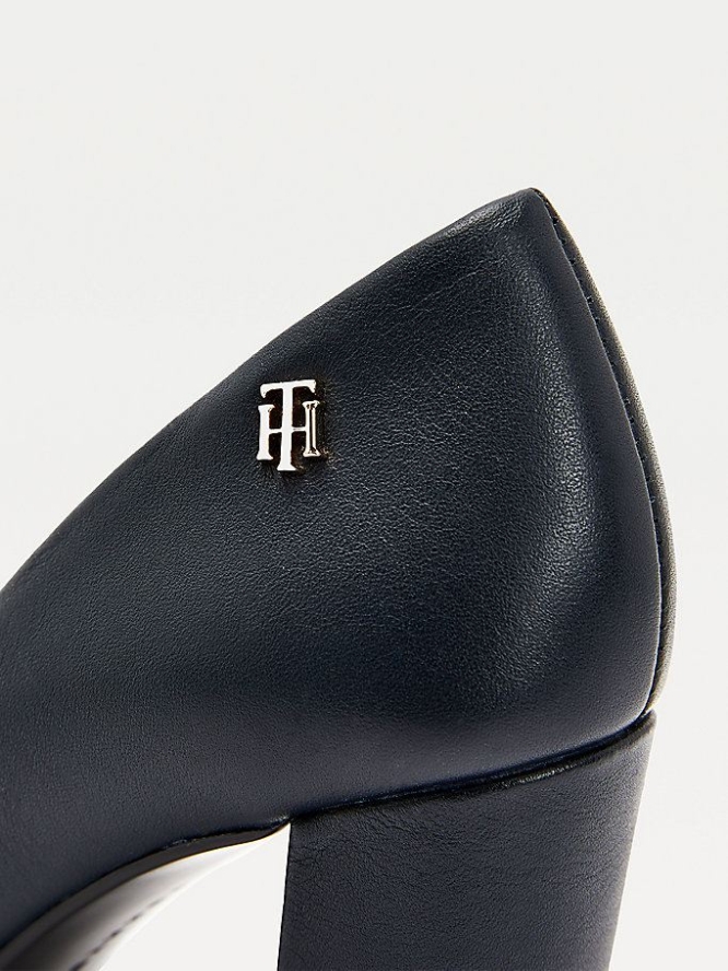 Tommy Hilfiger Monogram Plaque Square Kappe Court Pumps Damen Dunkelblau | AT230VRTB