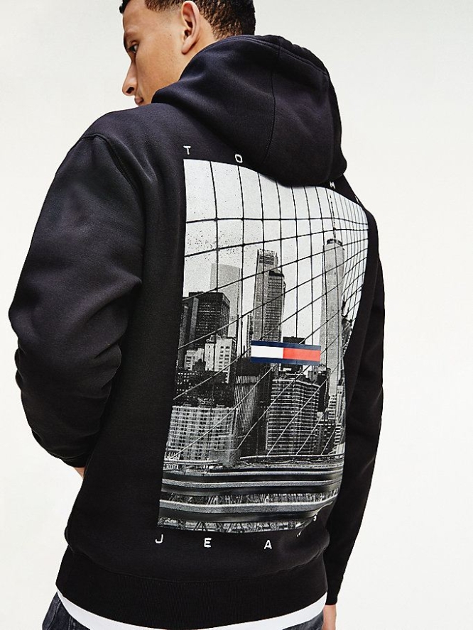 Tommy Hilfiger New York Photo Print Hoodie Herren Schwarz | AT605QEGY