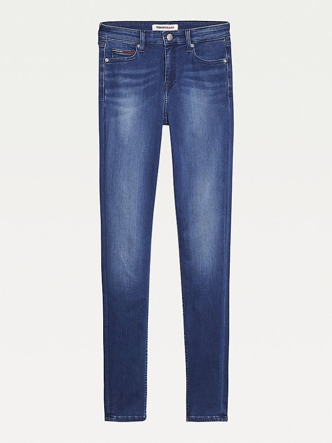 Tommy Hilfiger Nora Mid Rise Schlank Faded Jeans Damen Blau | AT206ZXFH