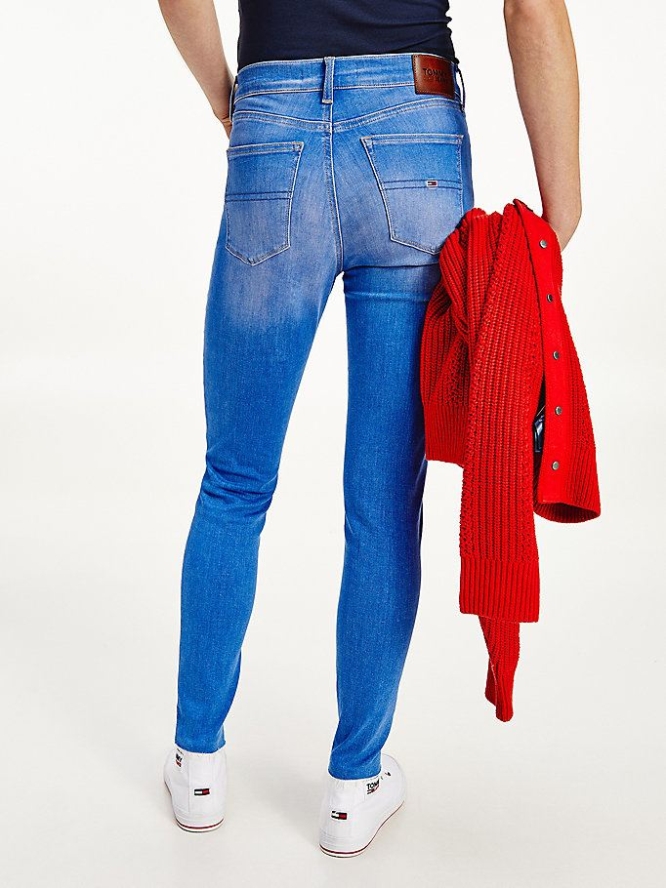 Tommy Hilfiger Nora Mid Rise Schlank Faded Ankle Jeans Damen Blau | AT831PGUL