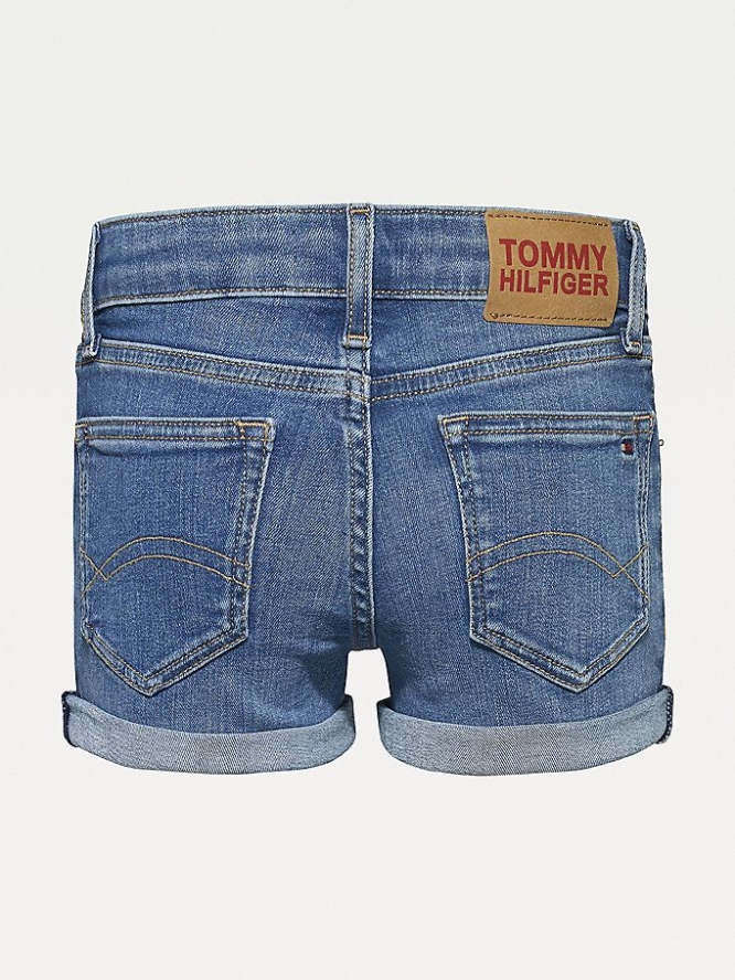 Tommy Hilfiger Nora Turn-Up Denim Kurze Hose Kinder Blau | AT723UXKZ