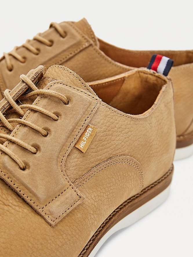 Tommy Hilfiger Nubuk Leder Abendschuhe Herren Khaki | AT087RVTQ