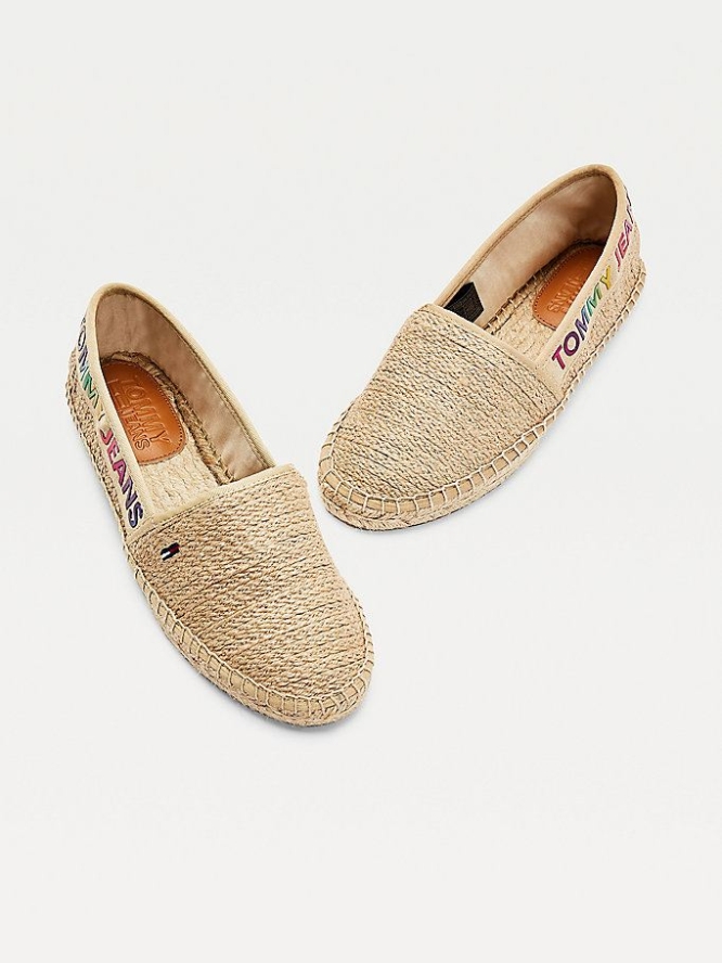 Tommy Hilfiger Ombre Logo Espadrilles Flache Schuhe Damen Beige | AT463ZBYE