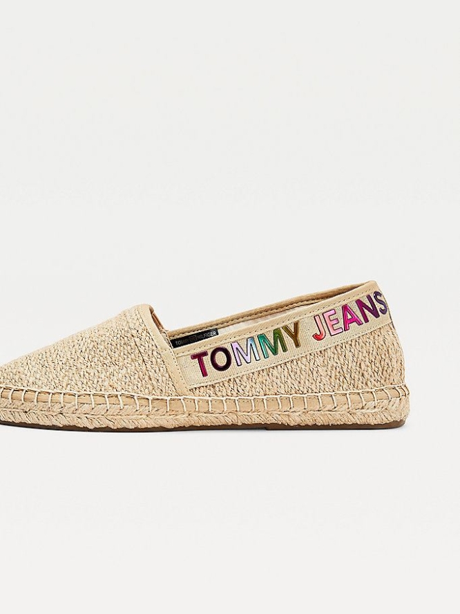 Tommy Hilfiger Ombre Logo Espadrilles Flache Schuhe Damen Beige | AT463ZBYE