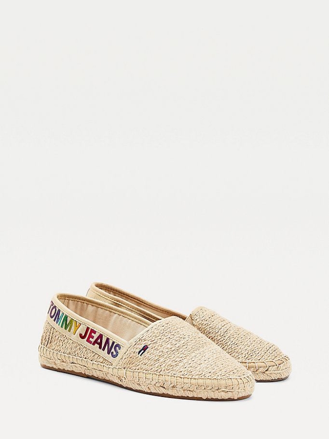 Tommy Hilfiger Ombre Logo Espadrilles Flache Schuhe Damen Beige | AT463ZBYE