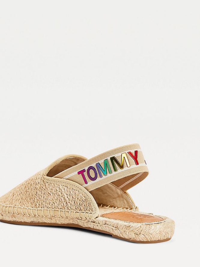 Tommy Hilfiger Ombre Logo Open Espadrilles Flache Schuhe Damen Beige | AT324VLDO