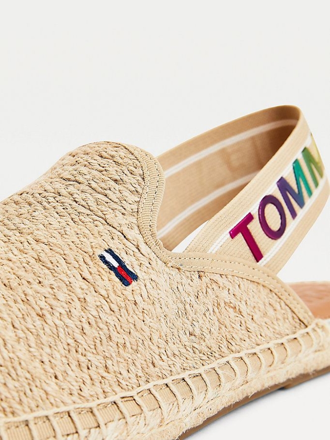 Tommy Hilfiger Ombre Logo Open Espadrilles Flache Schuhe Damen Beige | AT324VLDO