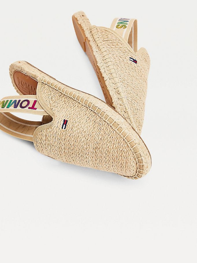 Tommy Hilfiger Ombre Logo Open Espadrilles Flache Schuhe Damen Beige | AT324VLDO