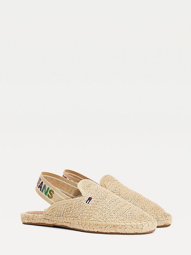 Tommy Hilfiger Ombre Logo Open Espadrilles Flache Schuhe Damen Beige | AT324VLDO