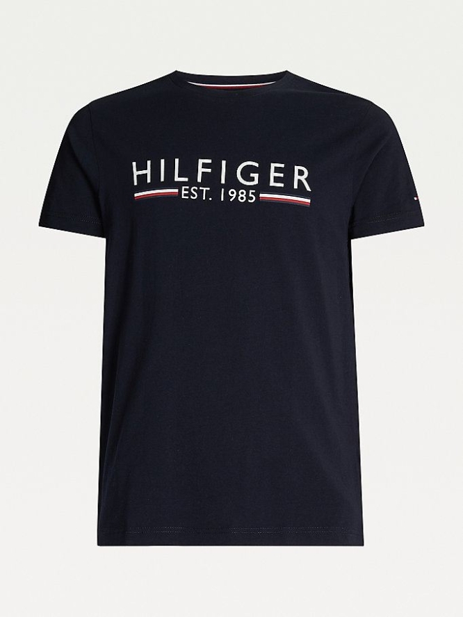 Tommy Hilfiger Organic Baumwoll 1985 Logo T-shirts Herren Dunkelblau | AT647CNFS