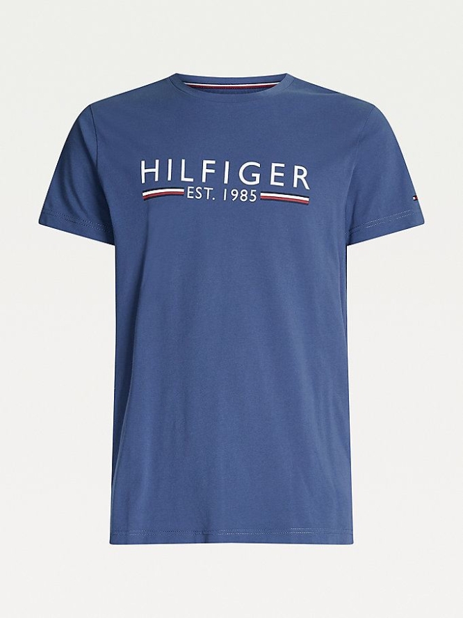 Tommy Hilfiger Organic Baumwoll 1985 Logo T-shirts Herren Indigo | AT730WACV