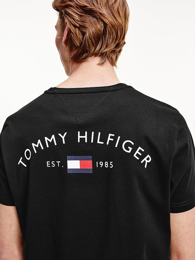 Tommy Hilfiger Organic Baumwoll Back Logo T-shirts Herren Schwarz | AT506BKOT