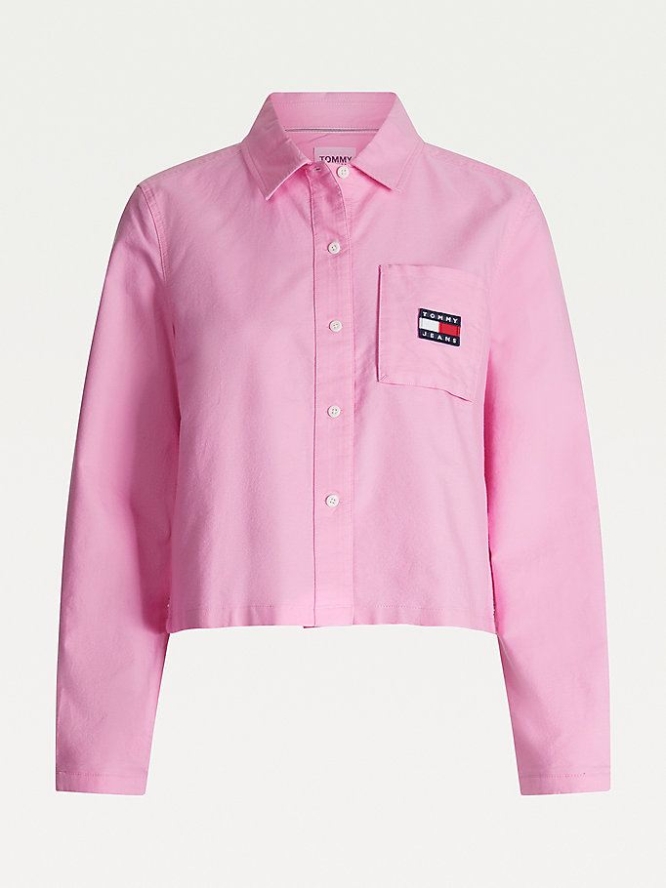 Tommy Hilfiger Organic Baumwoll Badge Hemd Damen Rosa | AT253WEVQ