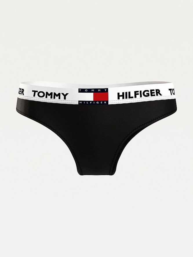 Tommy Hilfiger Organic Baumwoll Blend Waistband Briefs Unterwäsche Damen Schwarz | AT239QDFK